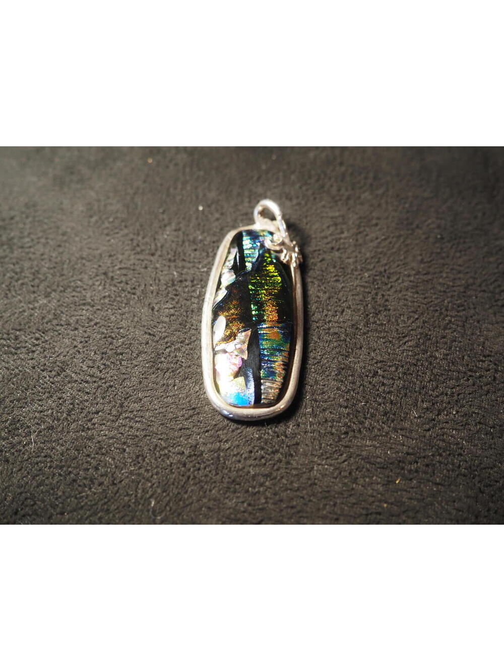 Handcrafted Silver Framed Dichroic Glass Pendant